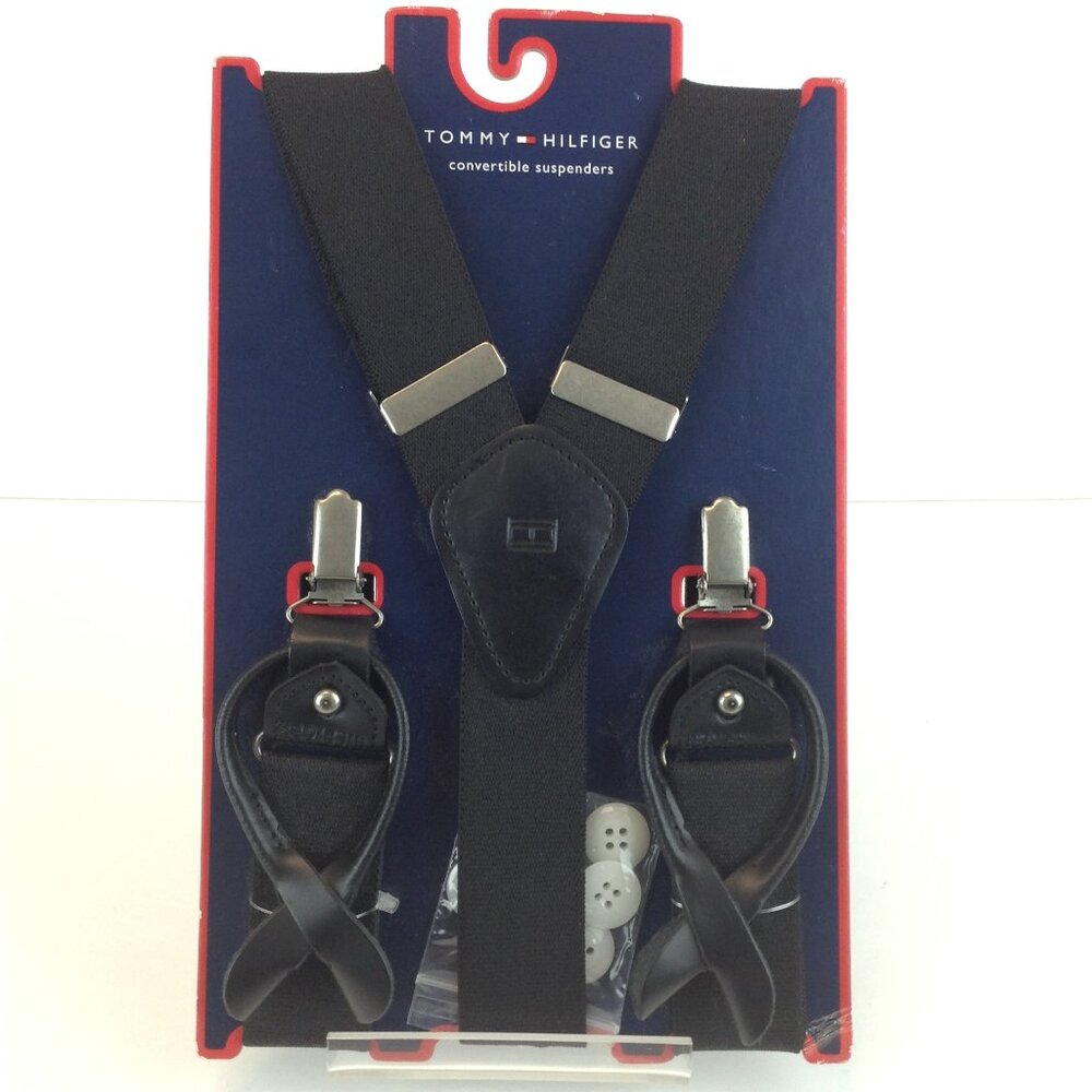 Tommy Hilfiger Black Convertible Suspenders Adjustable up to 42 inches